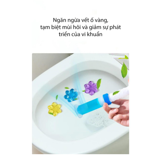 (Được chọn mùi) Gel thơm khử mùi diệt khuẩn toilet, Gel dính bồn cầu làm sạch lavabo dạng thạch hình bông hoa có 6 mùi thơm dễ chịu cho nhà vệ sinh