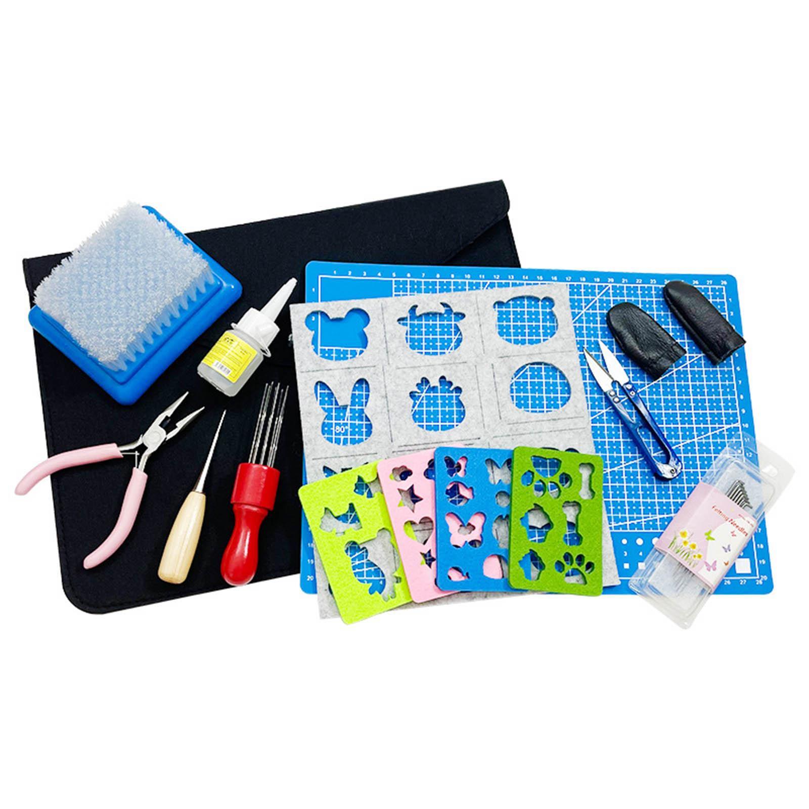 Needle Felting Starter Kit with Felt Bag Wool Felt Mold for Handicraft Lover