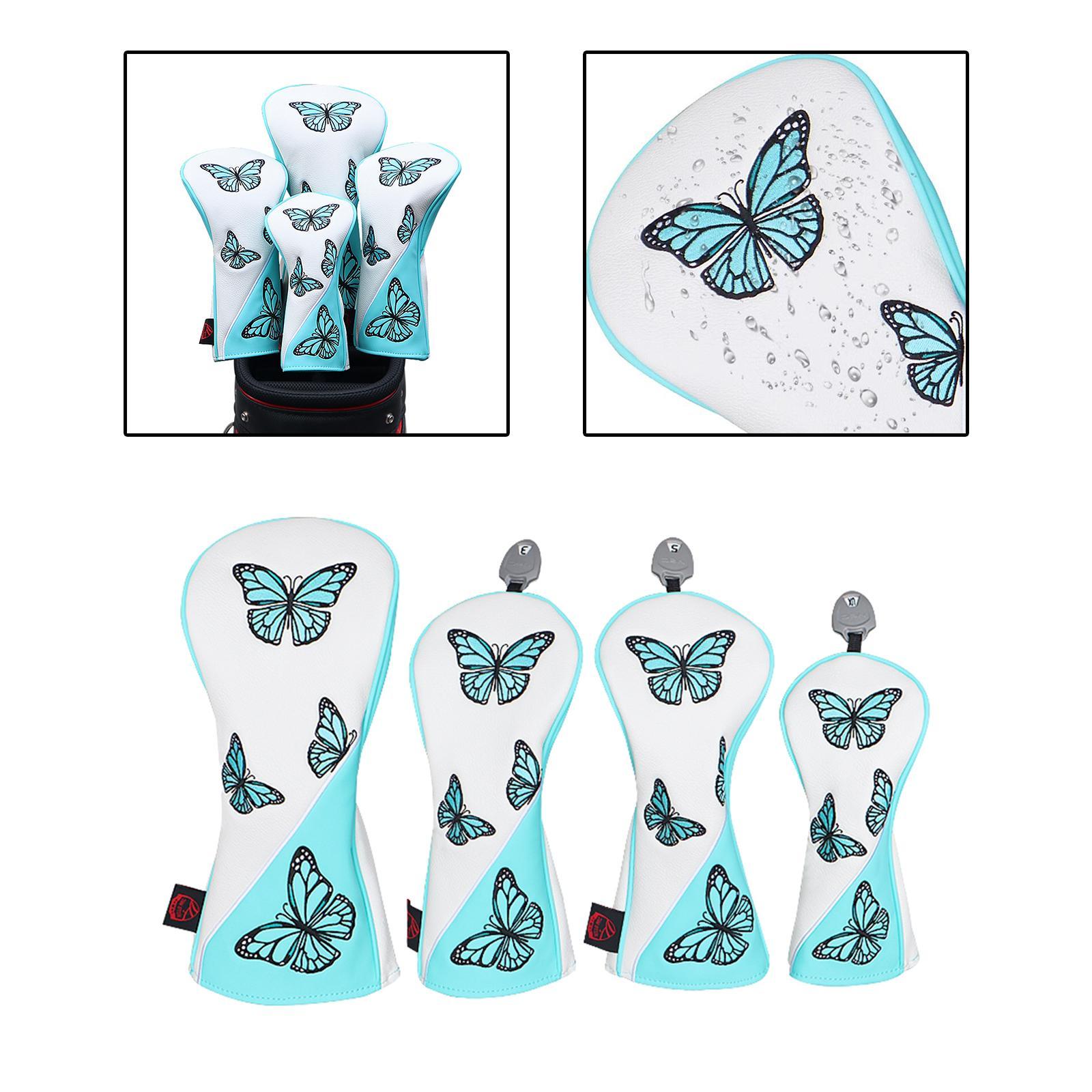 4x Golf Club Head Cover Golf Shaft Protector Professional PU Leather Durable Golf Headcovers Golf Driver Head Covers for Hybrid Fairway Wood