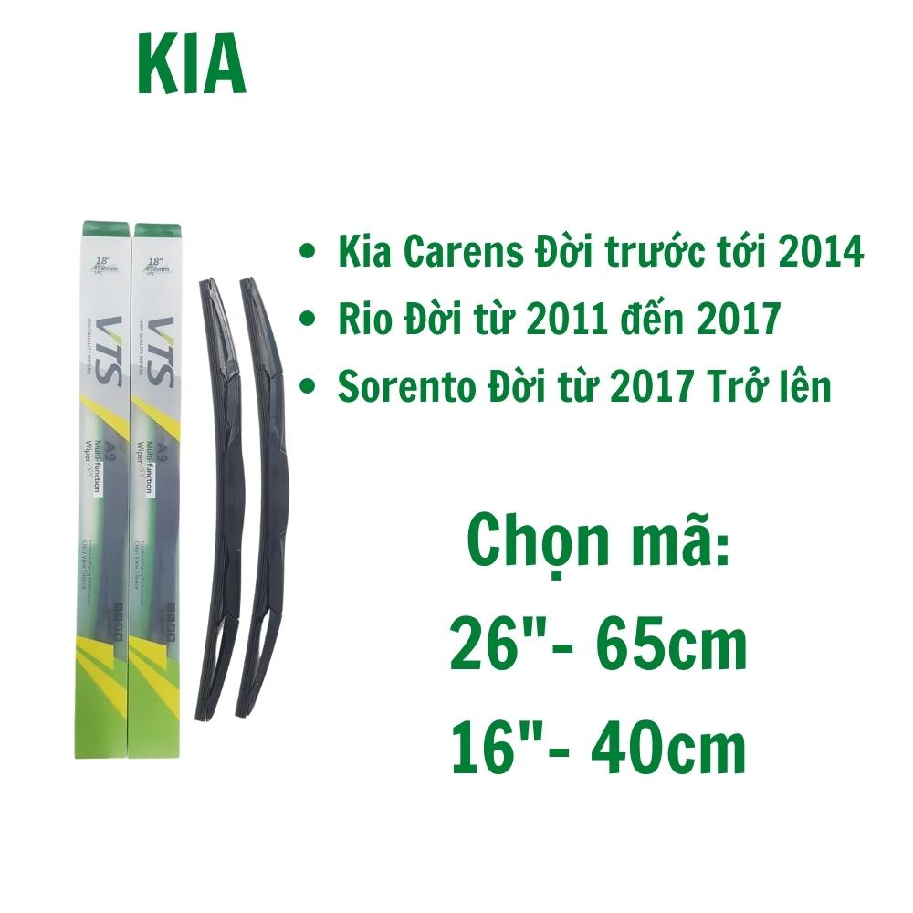 Bộ cần gạt mưa ô tô Kia Morning, K3, Cerato, Rio, Carens, Sedona Thanh 3 khúc A9 Lưỡi Silicone