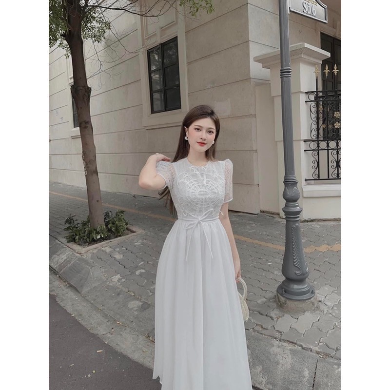 Đầm dự tiệc maxi trắng sang trọng