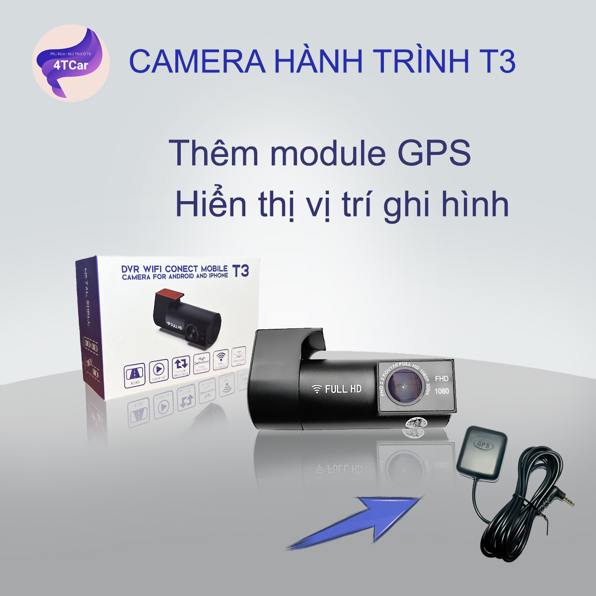 Camera hành trình androdoid tích hợp wifi độc lập xem qua app điện thoại dành cho xe ô tô T3