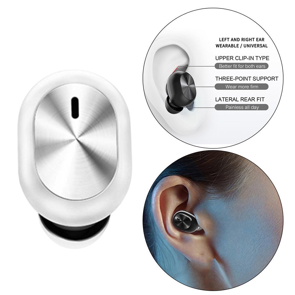 Single Bluetooth 5.0 Wireless Earphone Headset Headphone with Mic White