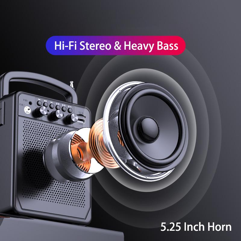 Loa bluetooth di động karaoke fm bass bass boombox loa USB không thấm nước hỗ trợ loa siêu loa âm nhạc phụ trợ loa loa Color: Red