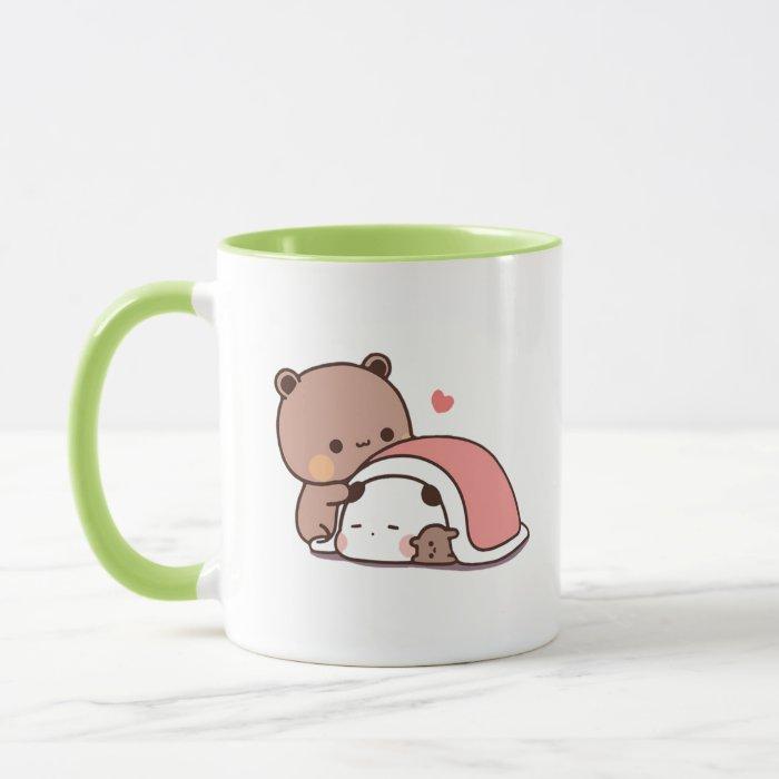 Cốc sứ hình Gấu Peach và Goma dễ thương - Màu xanh lá