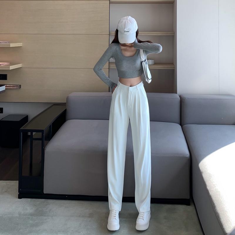 Quần Ống Rộng Dáng Suông Lưng Cao Cạp Thun Culottes Khóa Trước Màu Đen QD33