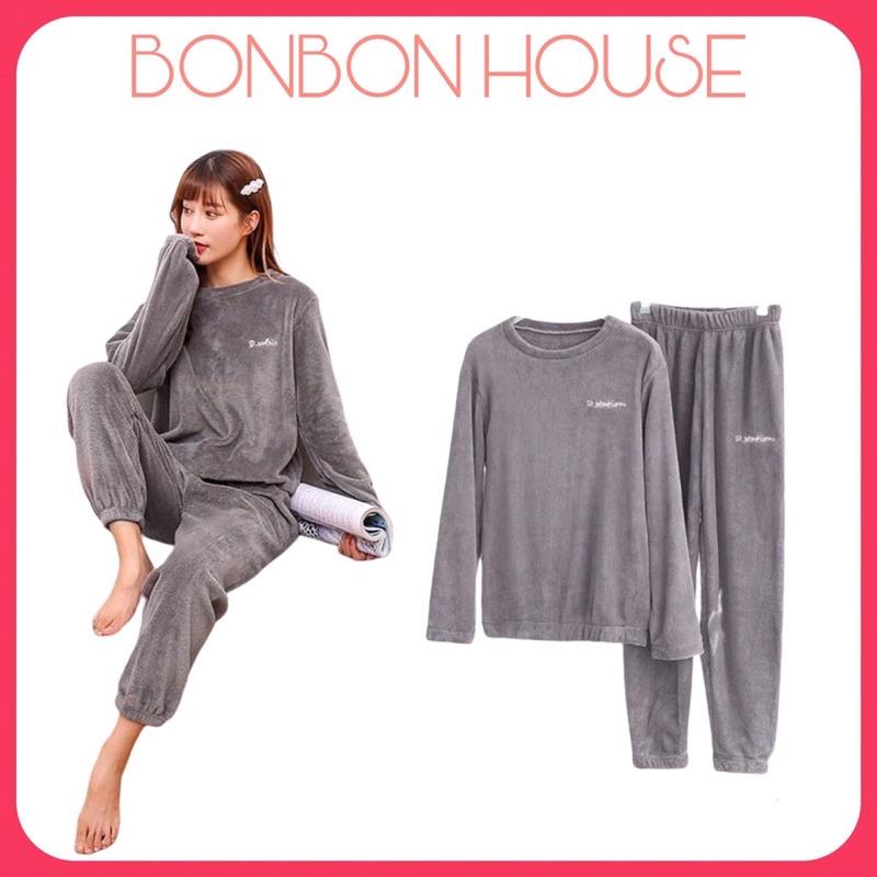 Bộ Nỉ Bông Bo Gấu Unisex Mặc Nhà Siêu Ấm