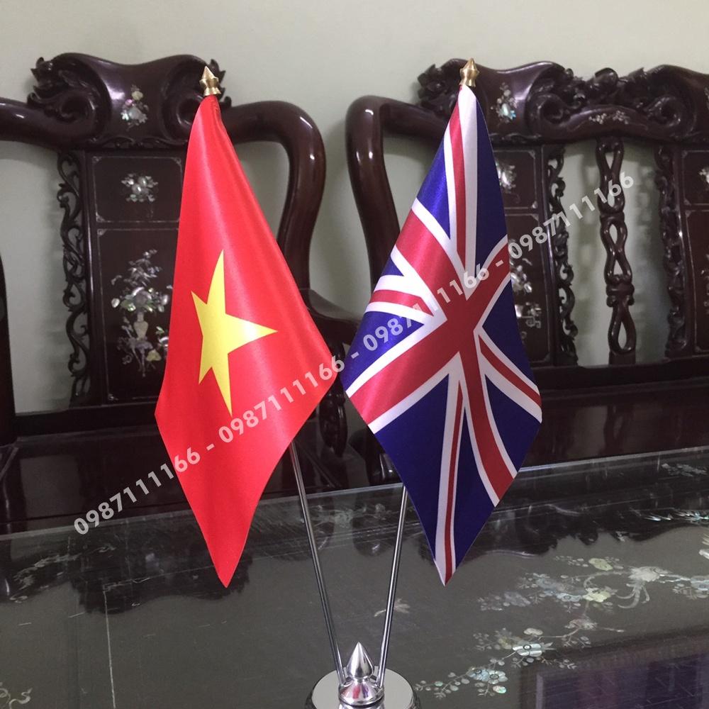 Cờ Để Bàn Đế Thép Loại cắm 2 cờ Việt Nam - Anh