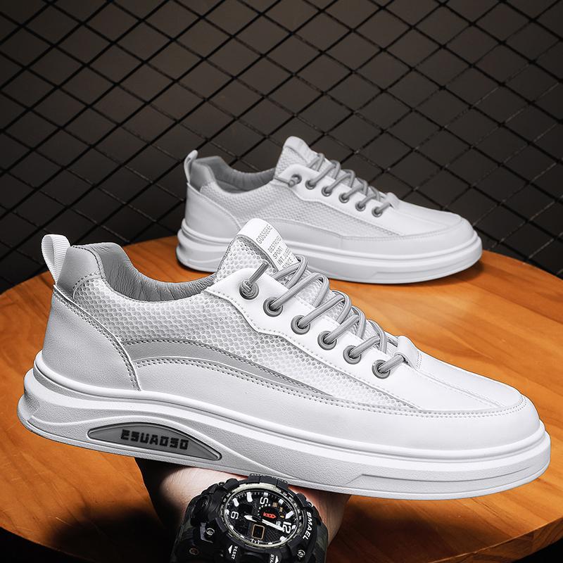 Giày sneaker nam chất liệu da cao cấp kết hợp lưới thoáng khí, phong cách trẻ trung năng động 2023