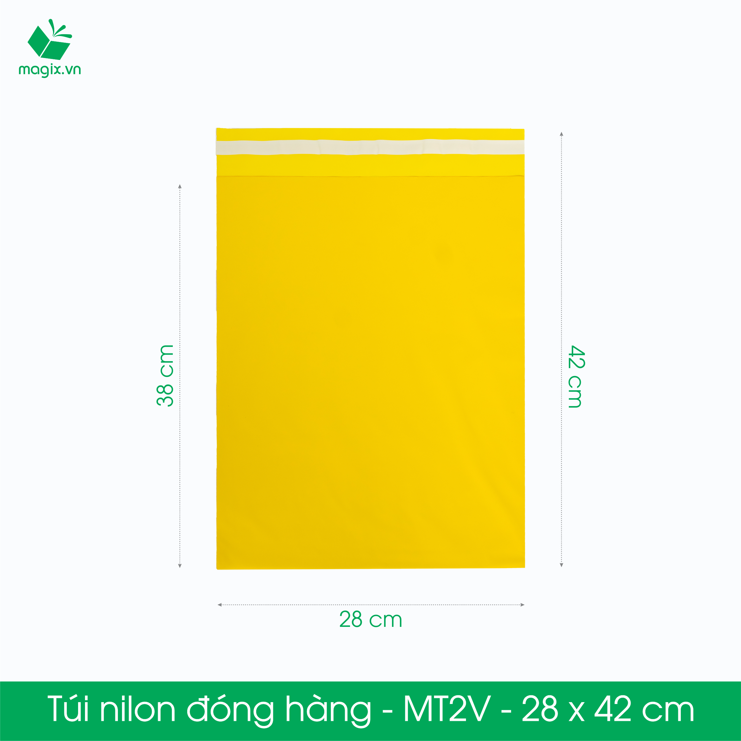 MT2V - 28x42 cm - Túi nilon gói hàng - 100 túi niêm phong đóng hàng màu vàng