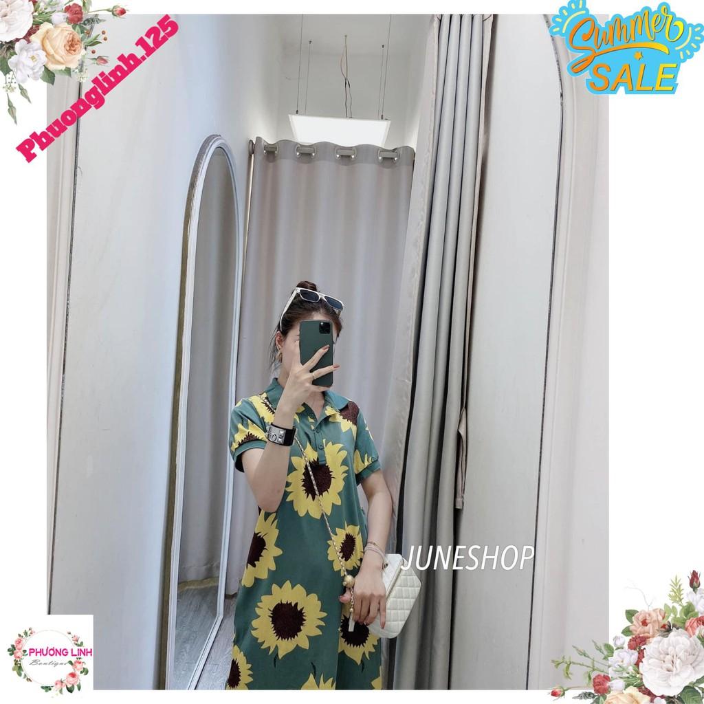 VÁY POLO XANH HOA HƯỚNG DƯƠNG