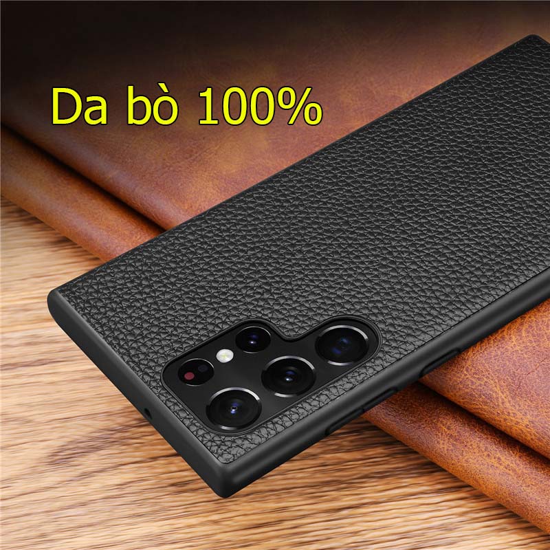 Ốp lưng da bò dành cho Samsung S22 ultra 5G hàng nhập khẩu cao cấp