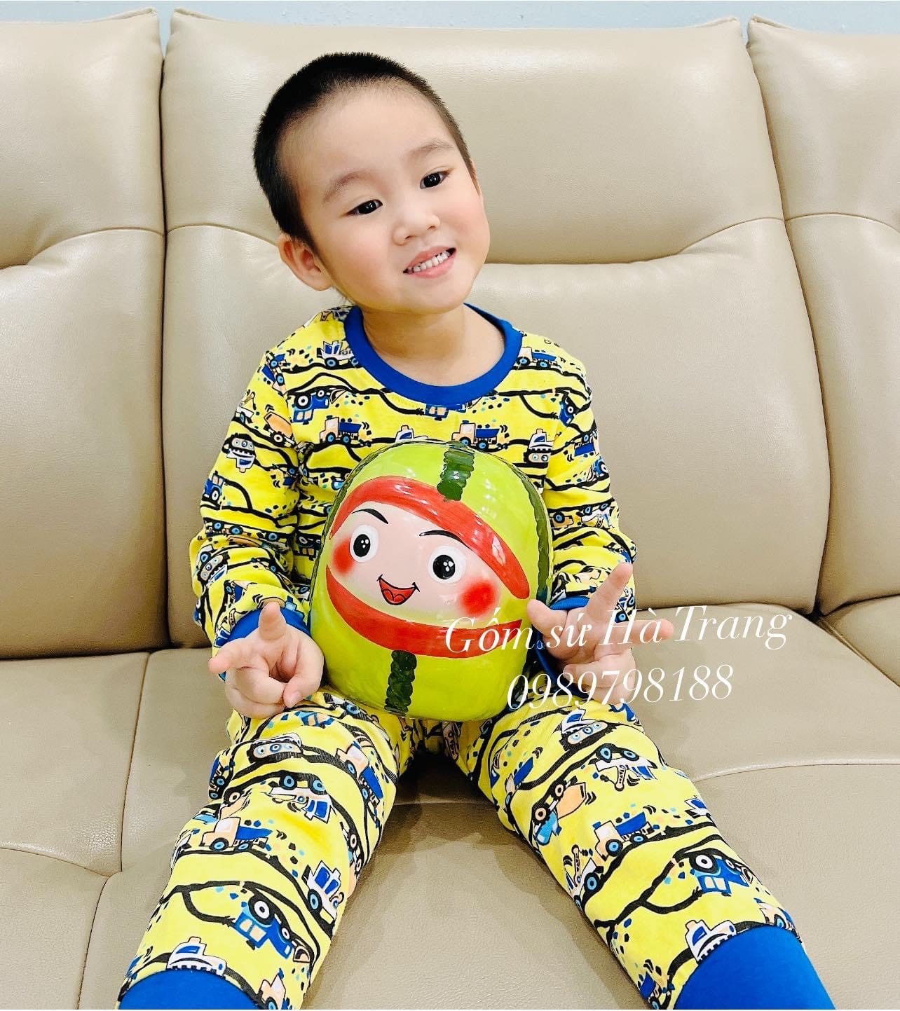 Quả dưa hấu bỏ ống tiết kiệm gốm sứ Bát Tràng cao cấp cao 17cm