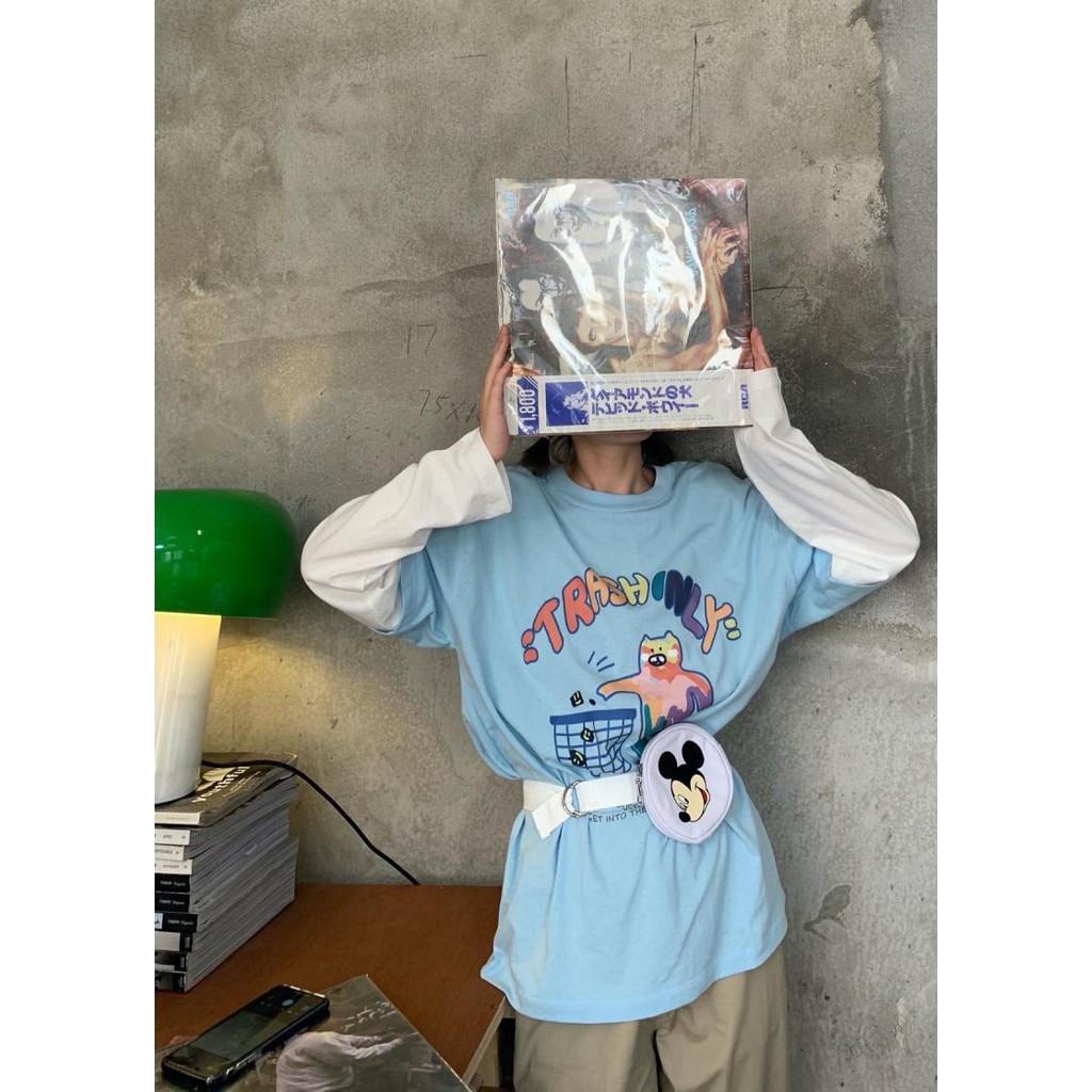 Áo Thun Tay Dài Unisex Ráp Tay TRASHINLY Ulzzang Thu Đông