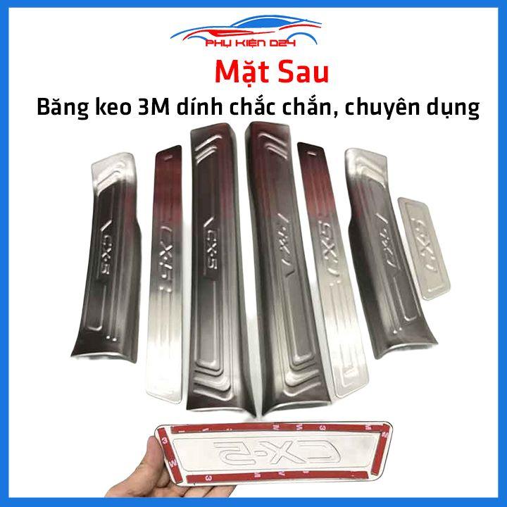 Bộ ốp bậc cửa trong ngoài nẹp bước chân CX-5 2018-2019-2020-2021-2022 Inox chống trầy trang trí xe