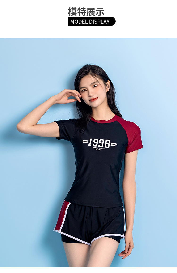 Set đồ bơi nữ quần ngắn 2 lớp + áo bơi ngắn tay thời trang cao cấp
