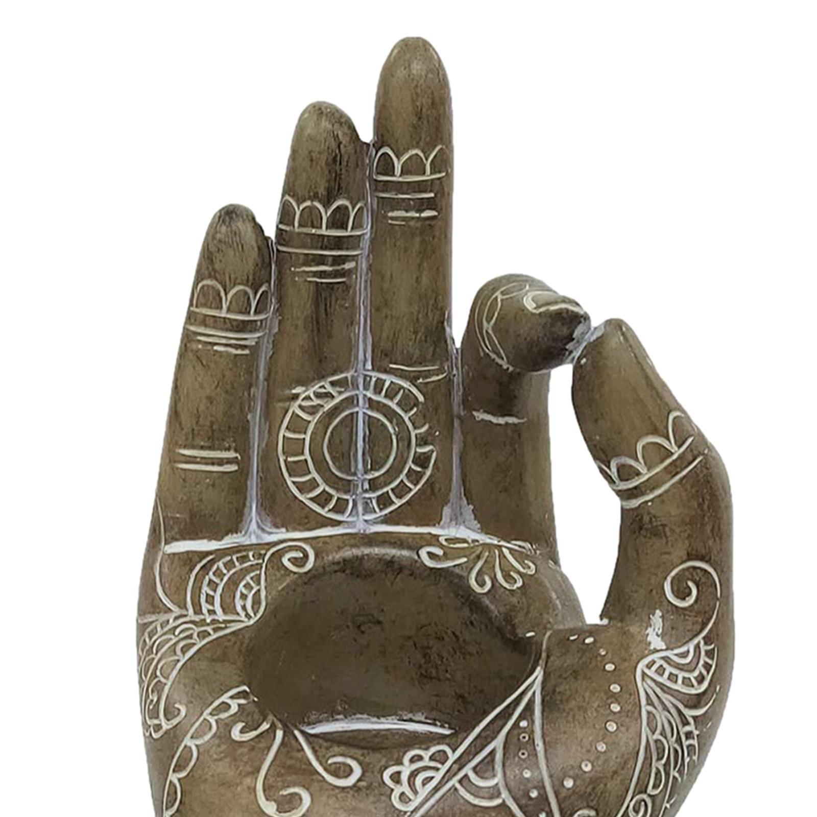 Buddha Yoga Mudra Hand Home Candle Holder Meditation Room Ornament Bronze
