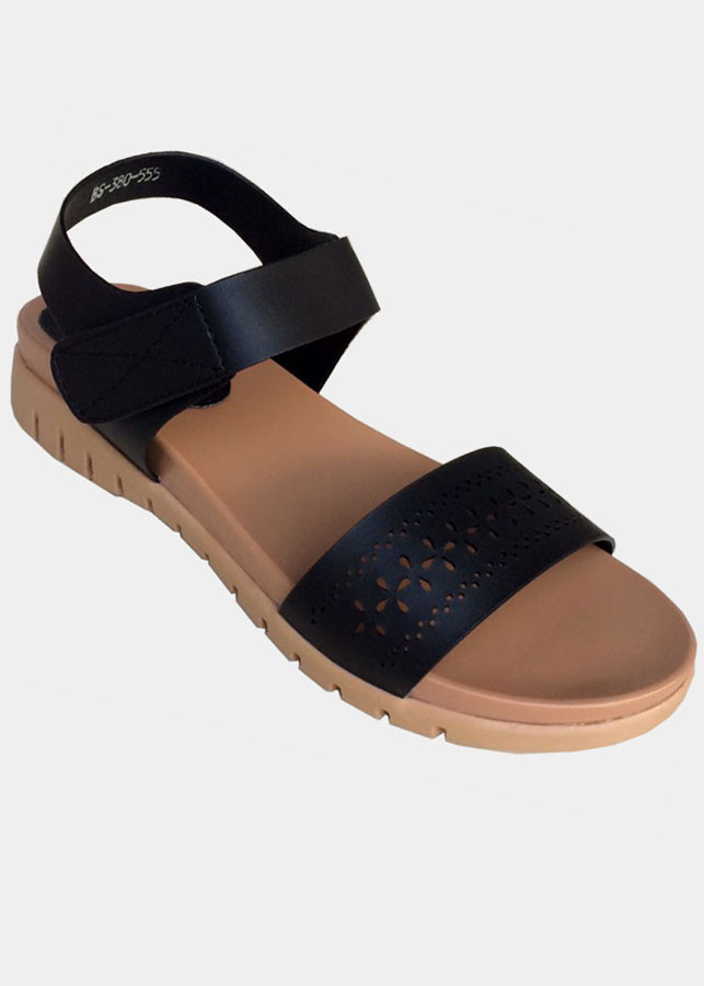 Giày sandal đen đế bệt cao cấp TH_SD045