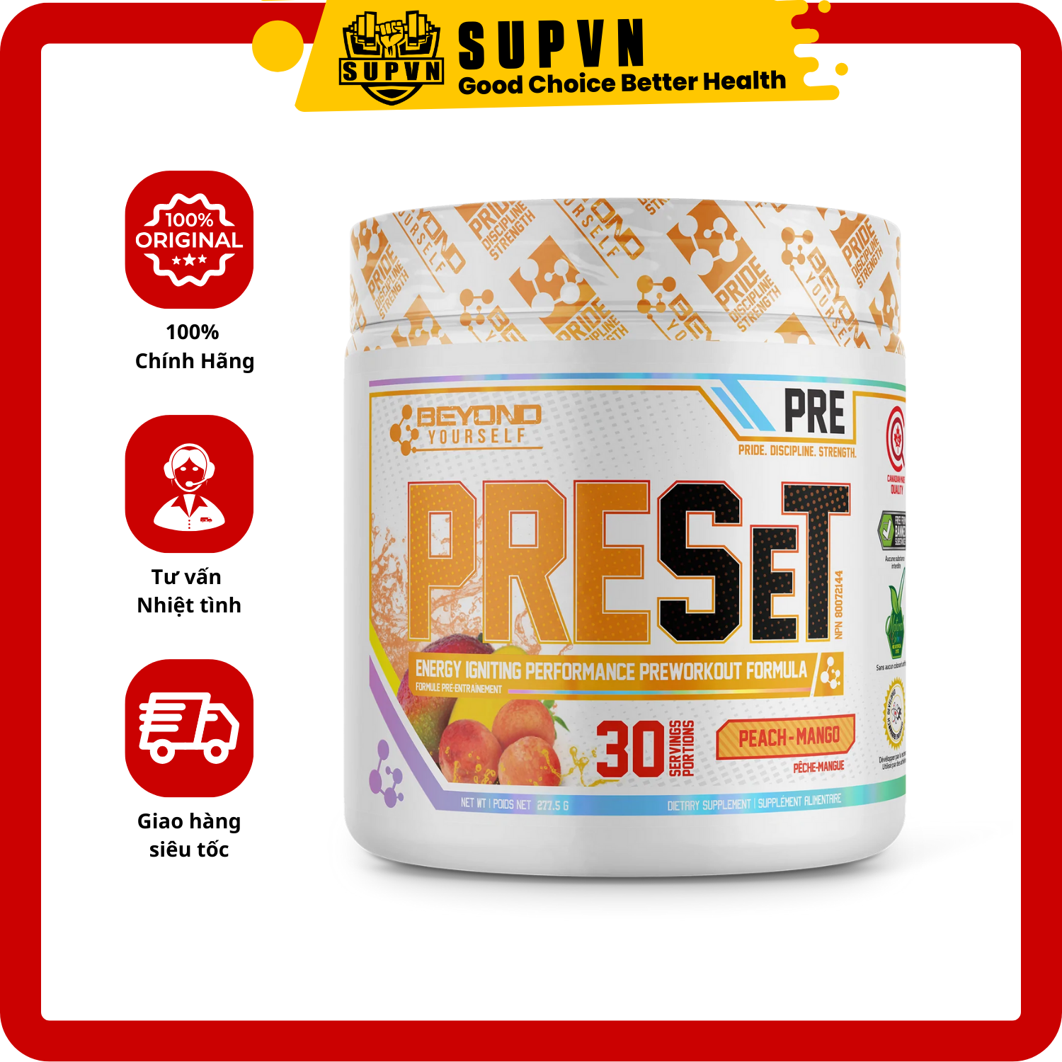 Beyond Yourself Pre Workout Preset Hỗ Trợ Tăng Sức Mạnh Và Năng Lượng Trước Tập (30 Lần Dùng)