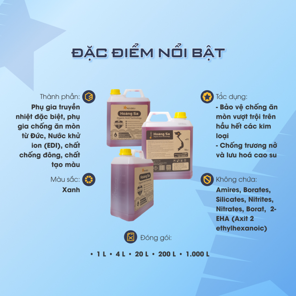Nước làm mát ô tô, xe máy, Động Cơ Madin Coolant Hoàng Sa 4L