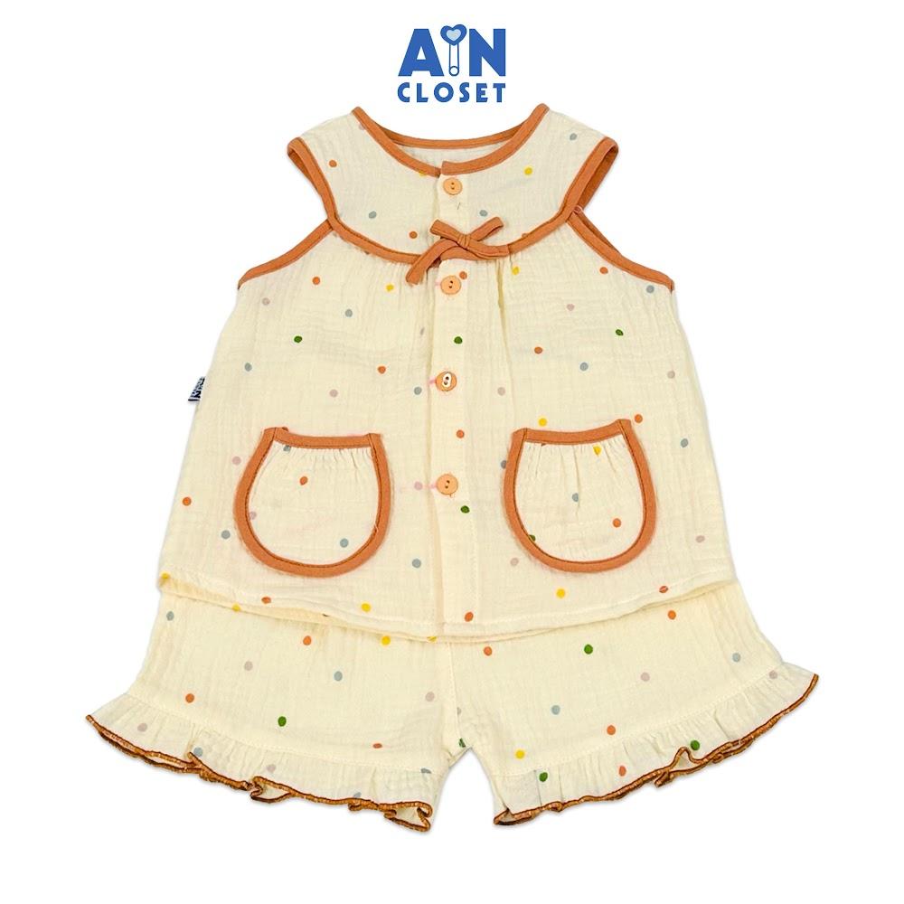 Bộ quần áo Ngắn bé gái họa tiết Bi Nhí Cam xô muslin - AICDBGJLYXAB - AIN Closet