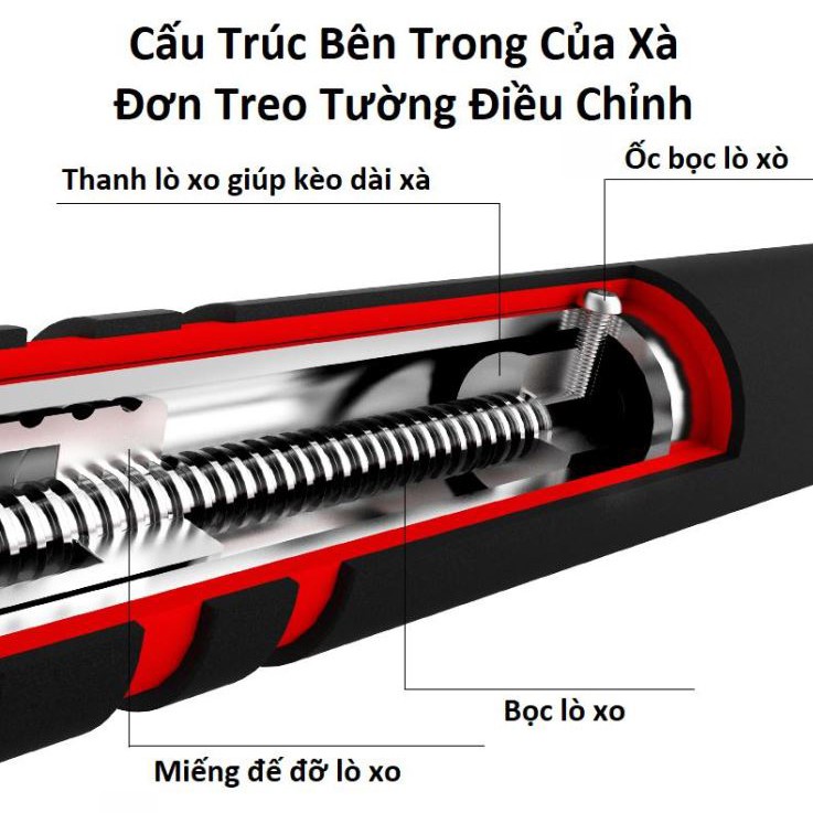 Xà Đơn Treo Tường Gắn Cửa Đa Năng Độ Dài Tùy Chỉnh Giúp Bạn Tập Gym, Tập Cơ Bụng, Cơ Vai, Cơ Xô 60-120Cm - Chính Hãng dododios (Màu Ngẫu Nhiên