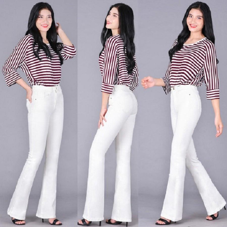 Quần jeans nữ, quần bò nữ loe dài co giãn