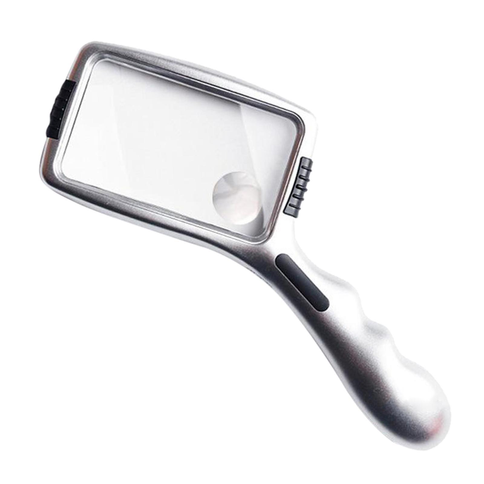 Hand Held Magnifying Glass & 10x LED Lamp Beads for Seniors Reading Repair
