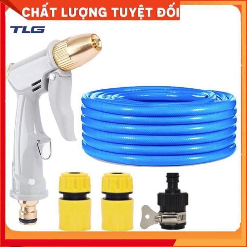 Bộ dây vòi xịt nước rửa xe, tưới cây tăng áp 3 lần, loại 20m (cút nhựa nối 713-1) 206846