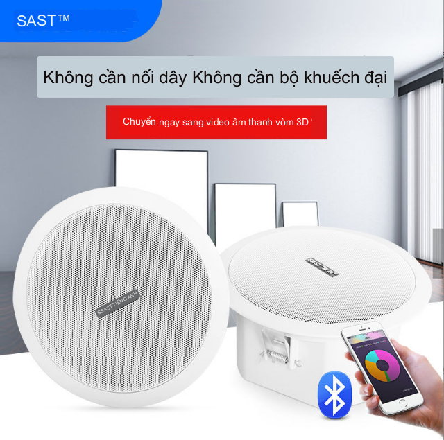 Bộ 4 loa không dây bluetooth âm trần âm thanh nổi SAST cao cấp 20W  - lắp đặt trong nhà lẫn ngoài trời