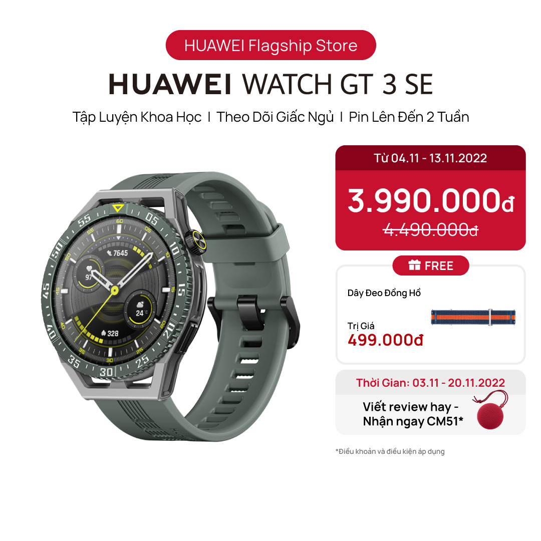 Đồng hồ thông minh HUAWEI WATCH GT 3 SE | Tập luyện khoa học | Theo dõi giấc ngủ | Pin lên đến 2 tuần | Hàng Chính Hãng