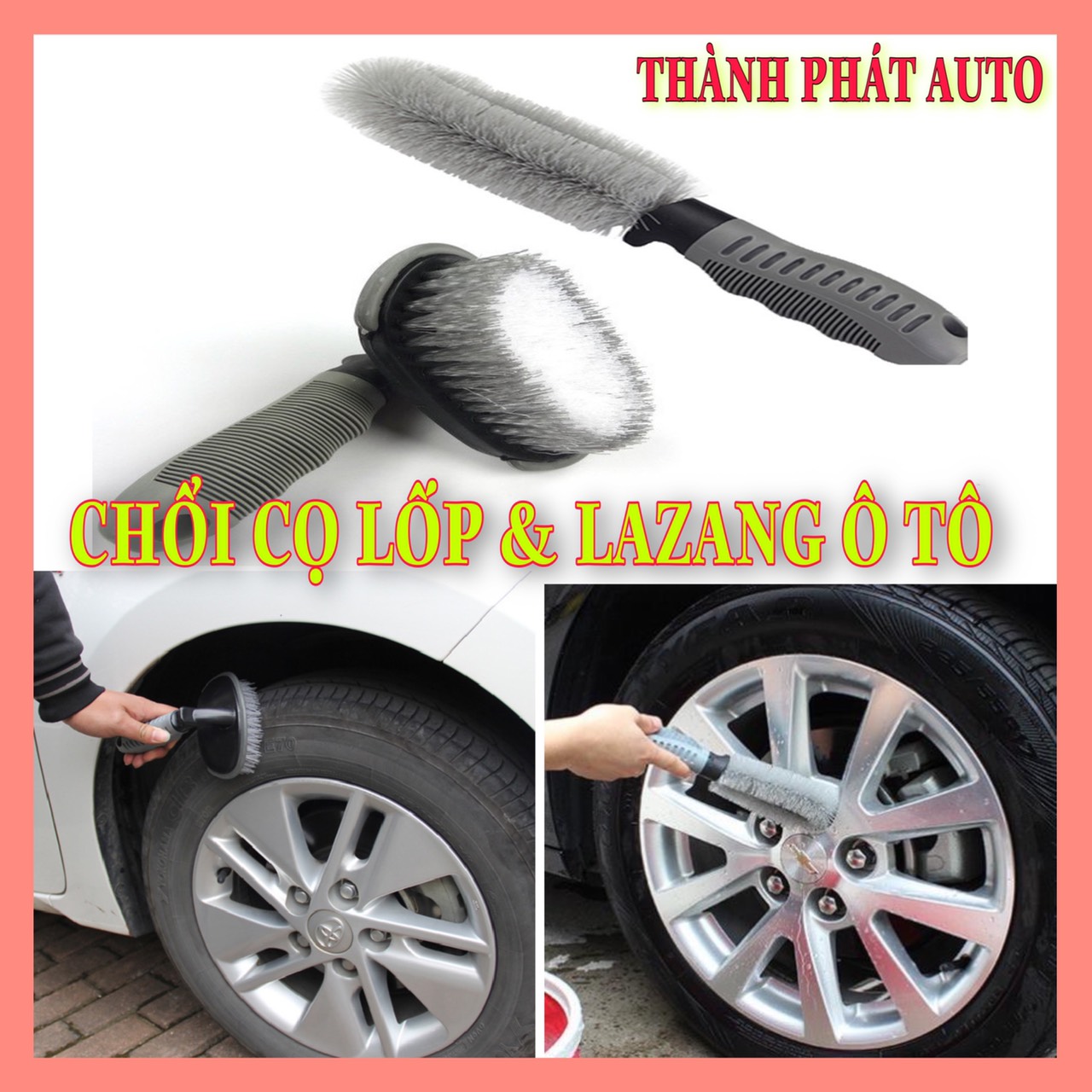 Chổi chà cọ lốp và lazang ô tô xe hơi xe máy - Bàn chải rửa vệ sinh lốp vành ô tô xe máy