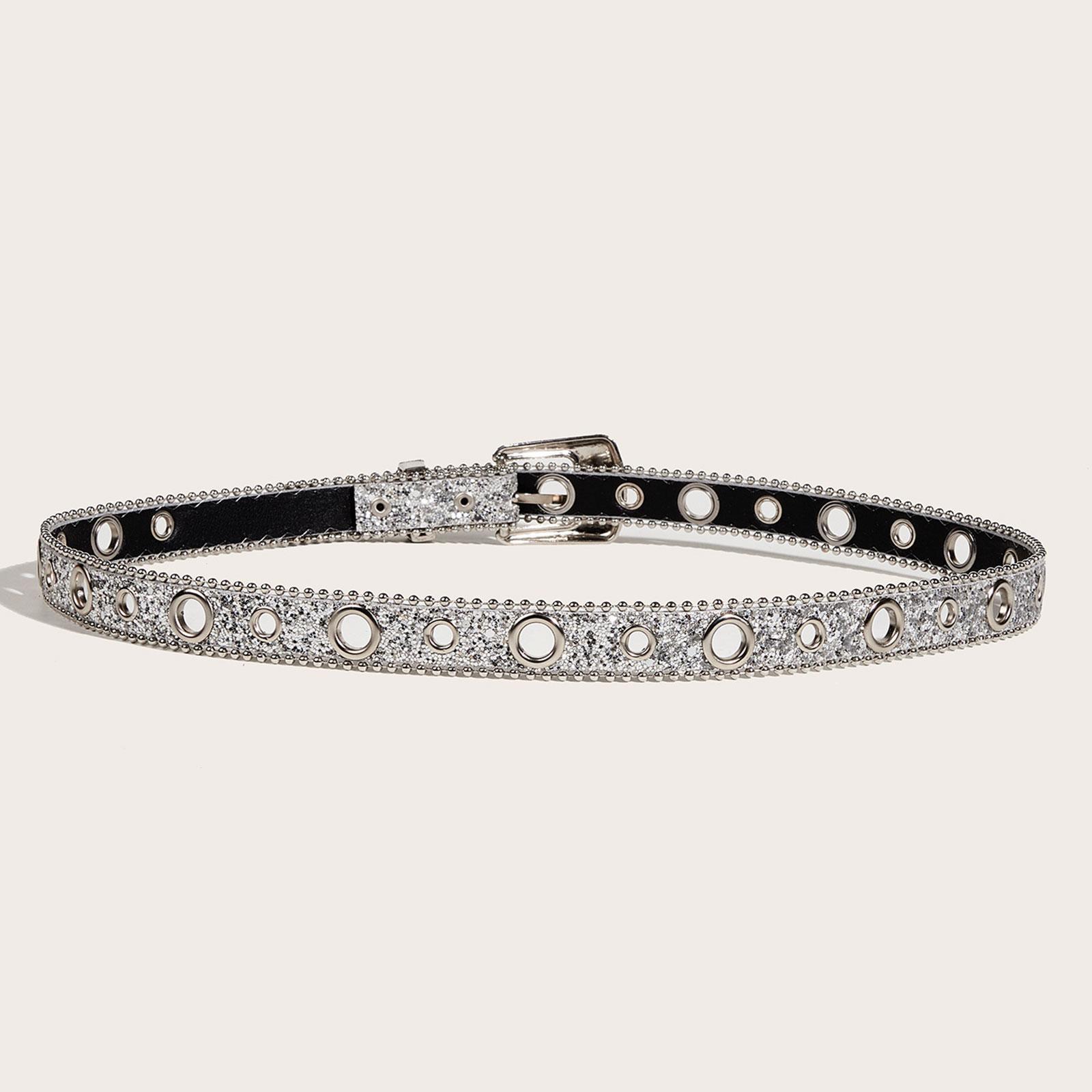 Women PU Leather Waist Belt, Skinny Belt Costume Accessories Casual Sequins Decoration Fashion Belt Pin Buckle Waist Band for Pants, Corset
