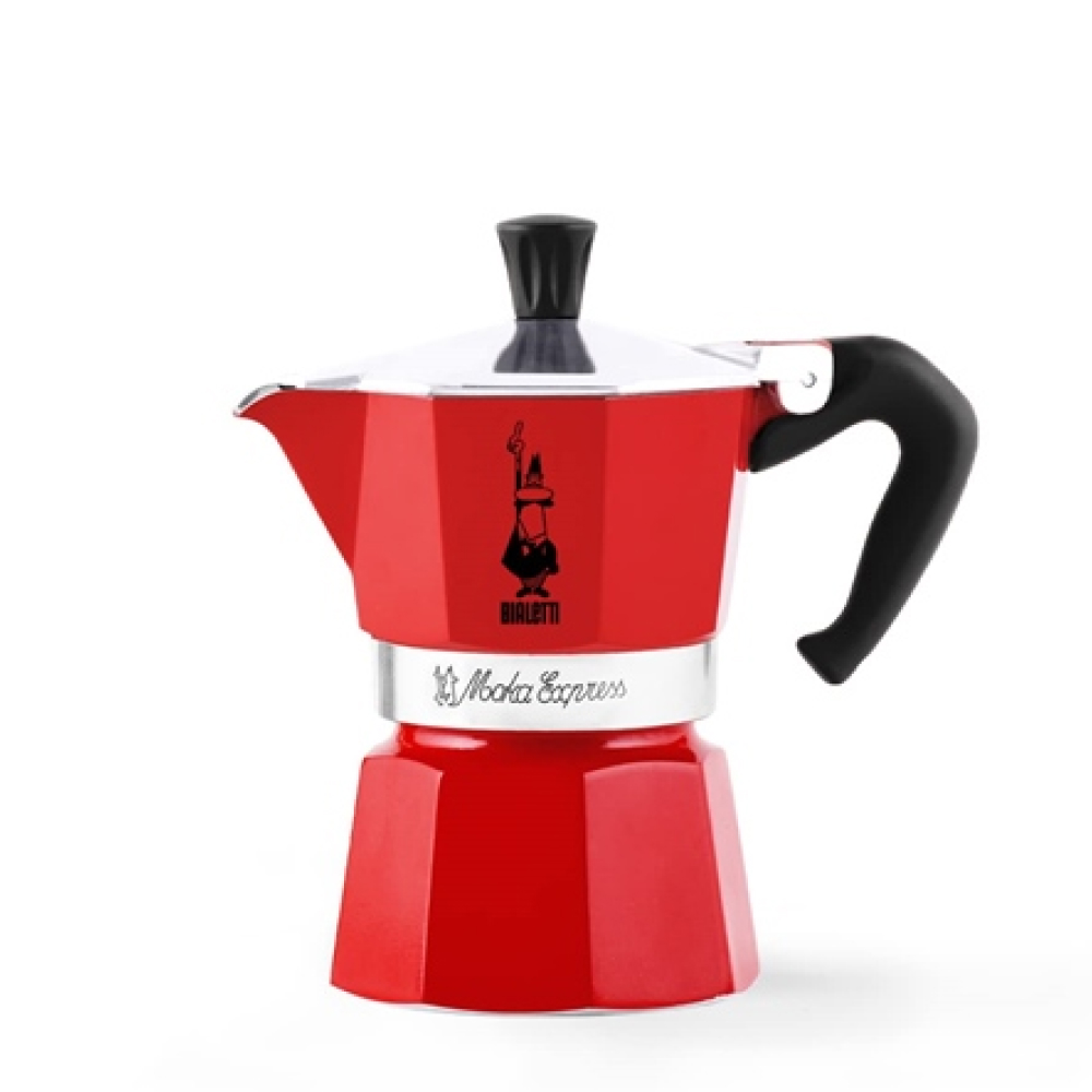 Ấm pha cafe Bialetti Mocha Express Espresso Maker màu đỏ - 3 tách/ lần không dùng cho bếp từ Hàng chính hãng
