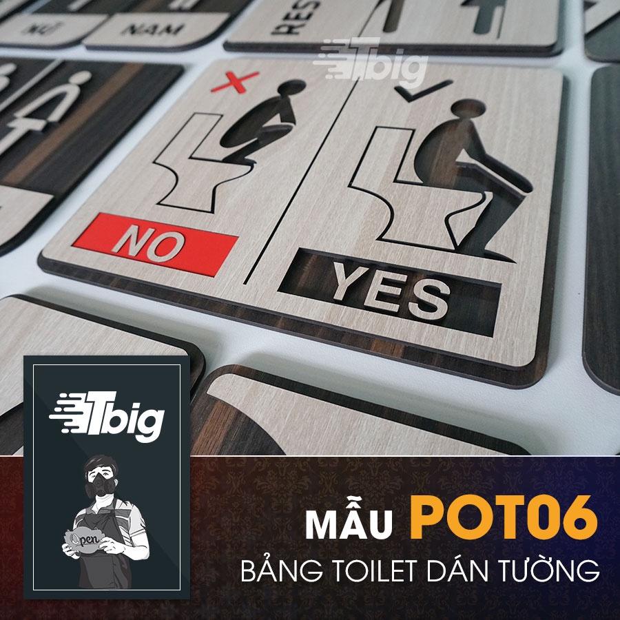 Bảng chỉ dẫn sử dụng bồn cầu đúng cách khi đi toilet - mẫu gỗ cắt laser dán tường bằng keo 2 mặt