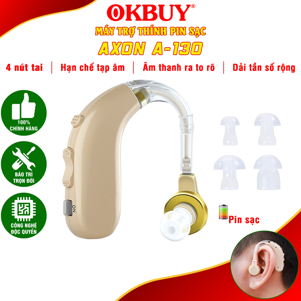 Máy trợ thính không dây pin sạc Axon A-130 - Tặng kèm hộp đựng