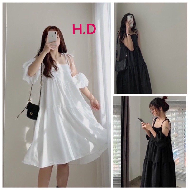 Đầm Trễ Vai Dáng Suông tầng Ulzzang hàn Quốc Siêu đẹp