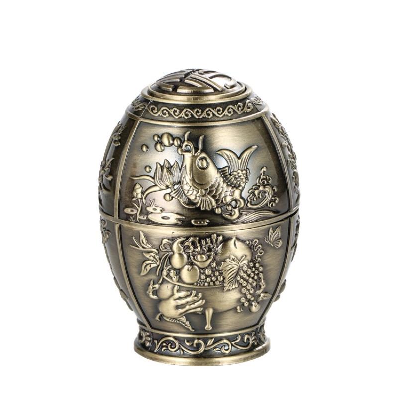 Bộ 4 món Đồng hoàng gia | Hộp đựng giấy, Hộp đựng chè, Lọ tăm, Gạt tàn hợp kim hoạ tiết tân cổ điển
