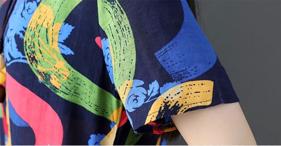 Váy Đũi Tay Lỡ Dáng Suông From Rộng Chất Đũi Hoạ Tiết Chấm Bi Đũi Việt Dv180