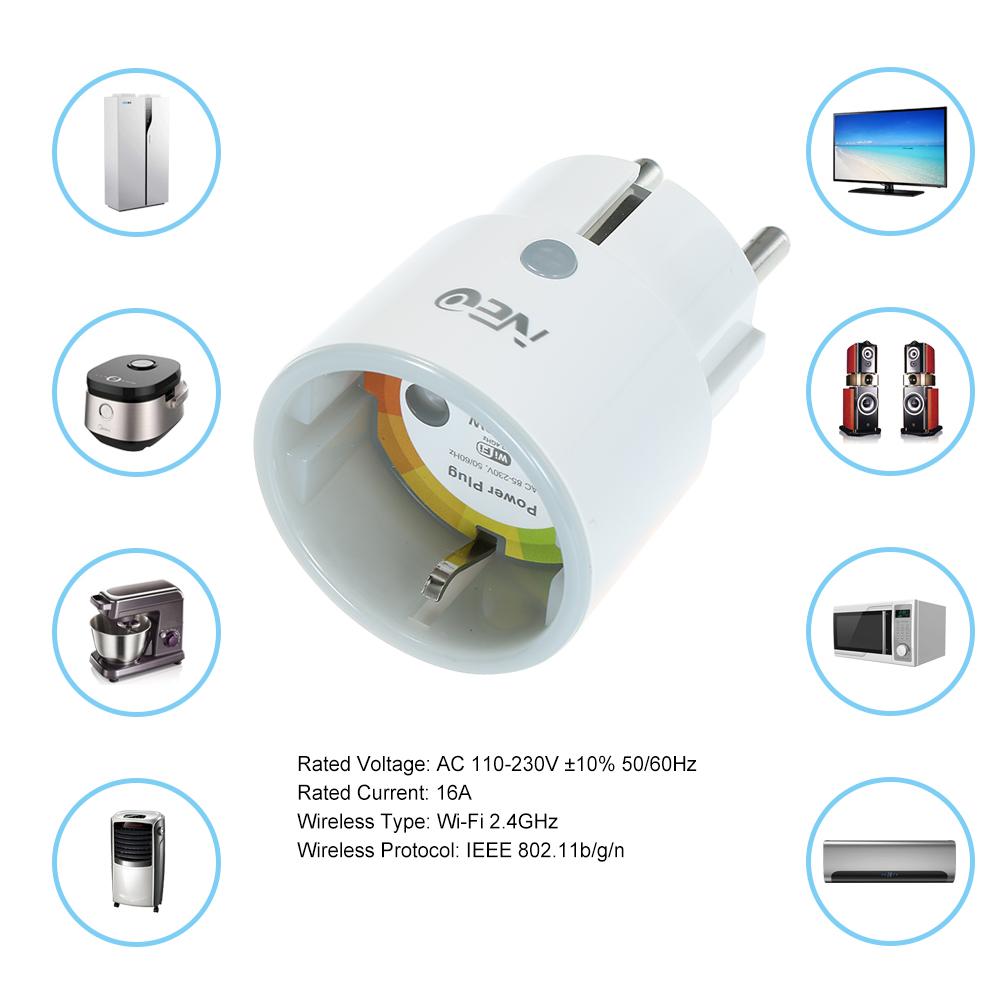 NEO Smart Power Plug Smart Home Socket Voice Control Compatible with Amazon Alexa and for Google Home IFTTT Timing Function Remote Control by Smart Phone from Anywhere