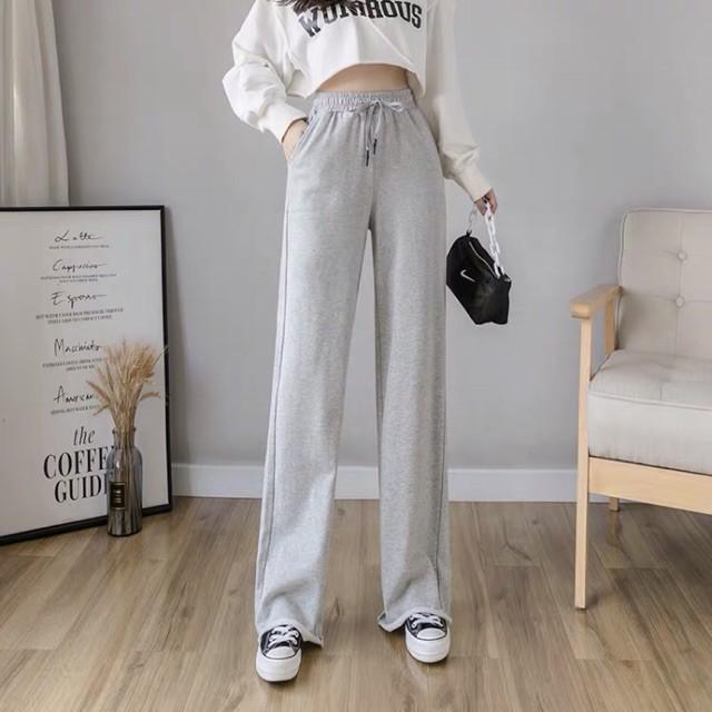 Quần jogger nữ rách line ống rộng dáng suông dài chạm gót 3 màu