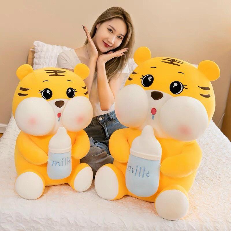 Gấu bông to Hổ ôm bình sữa,Tik.tok nhồi bông *̀  ̂́*,gối ôm hình thú nhồi bông siêu dễ thương