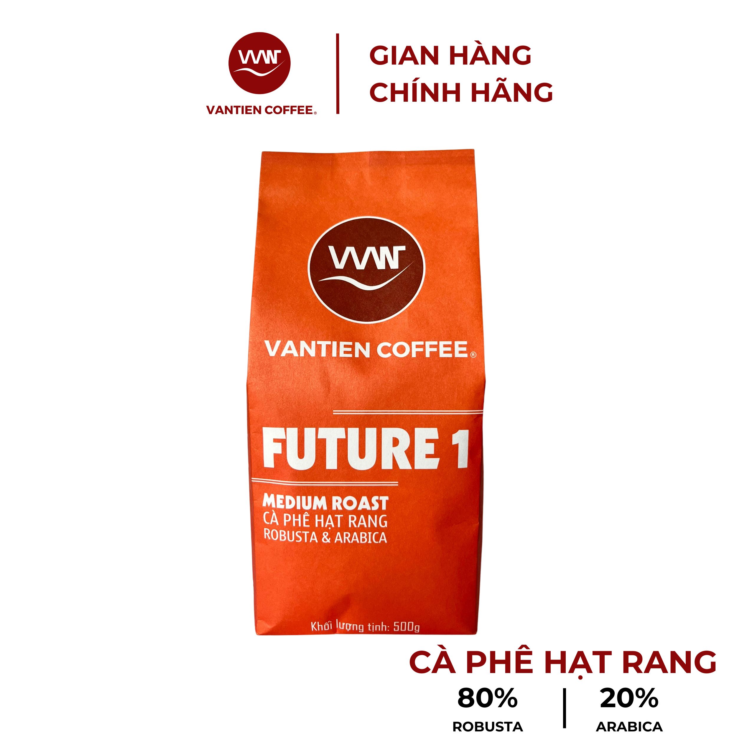 Combo 2 gói Cà phê hạt rang Vantien Coffee Future 1 cấp độ rang vừa, phù hợp pha phin, pha máy, cold brew 500g/gói