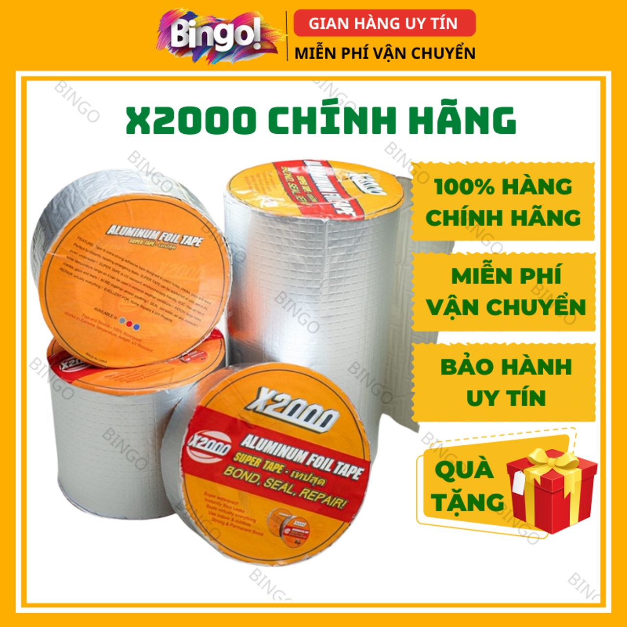 Băng keo chống thấm X2000, cao cấp siêu dính mọi chất liệu, khổ rộng 10cm dài 10m