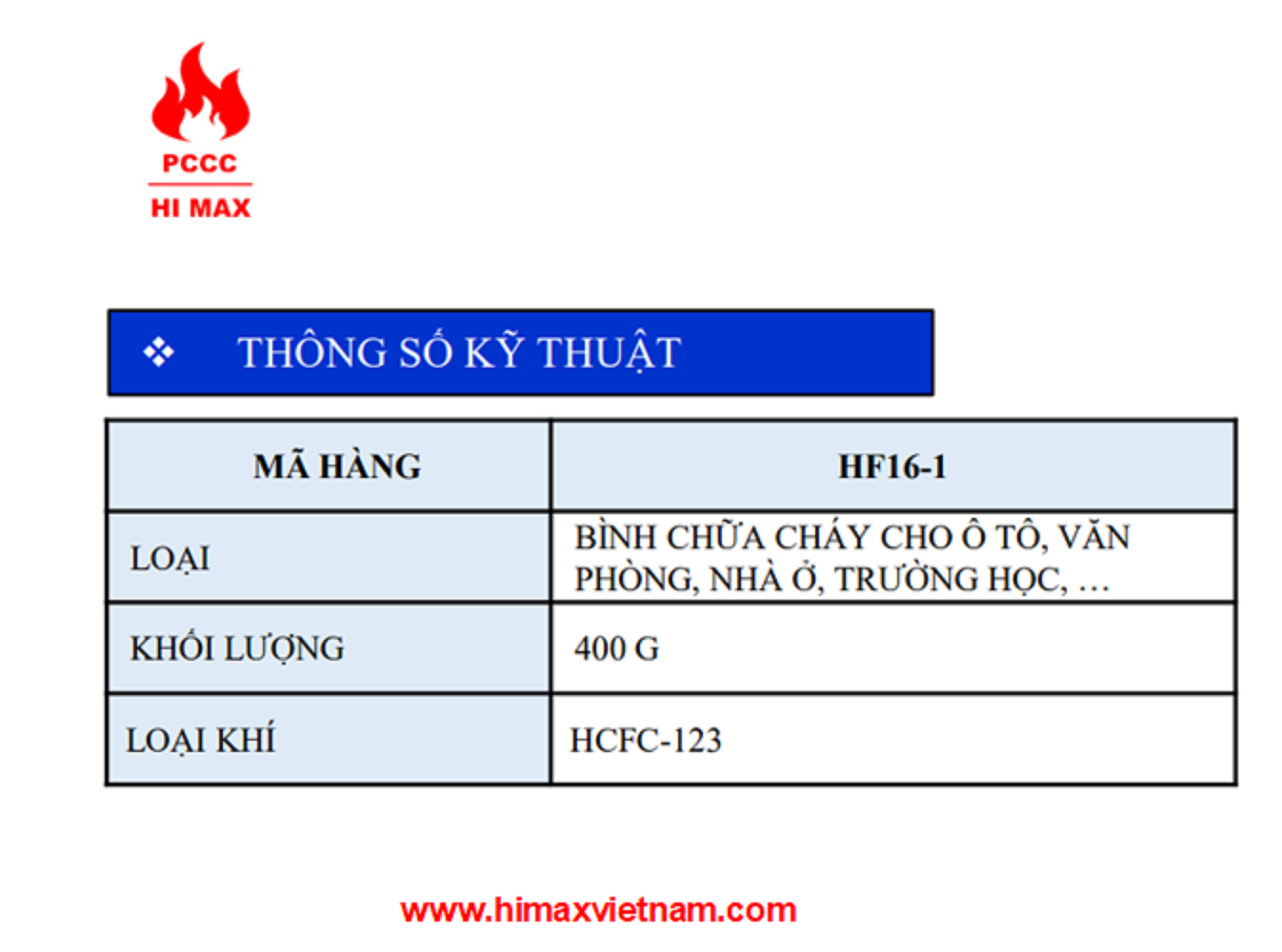 Bình chữa cháy mini hi max HF16-1