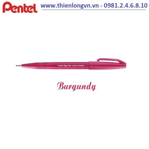 Bút lông viết thư pháp hiện đại Pentel SES15C-B2X đỏ tía ; Calligraphy Fude Touch Sign - Burgundy