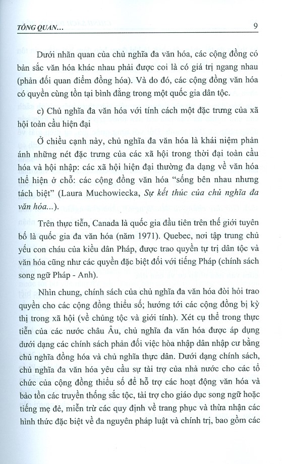 Chính Sách Đa Văn Hóa, Đa Quốc Tịch Và Liên Văn Hóa Trong Bối Cảnh Di Cư Toàn Cầu