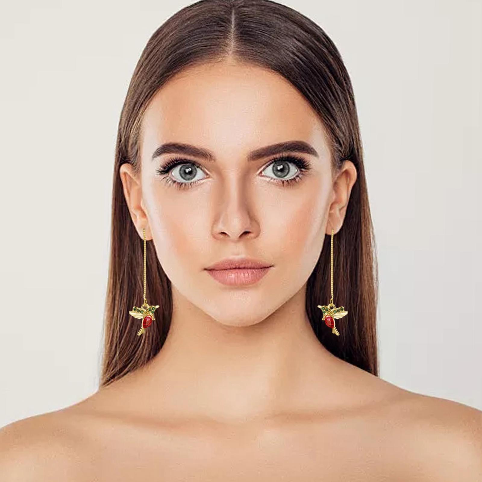 Stylish Earrings Stud Earring Long Pendant Earrings with Zircon Earrings for