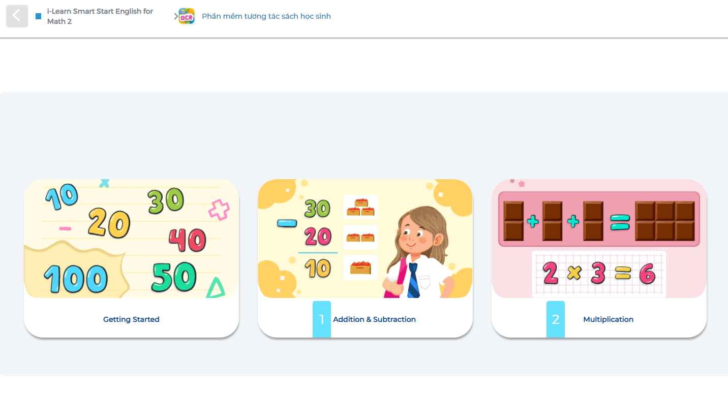 I-Learn Smart Start English for Math 2 - Ứng dụng phần mềm tương tác sách học sinh