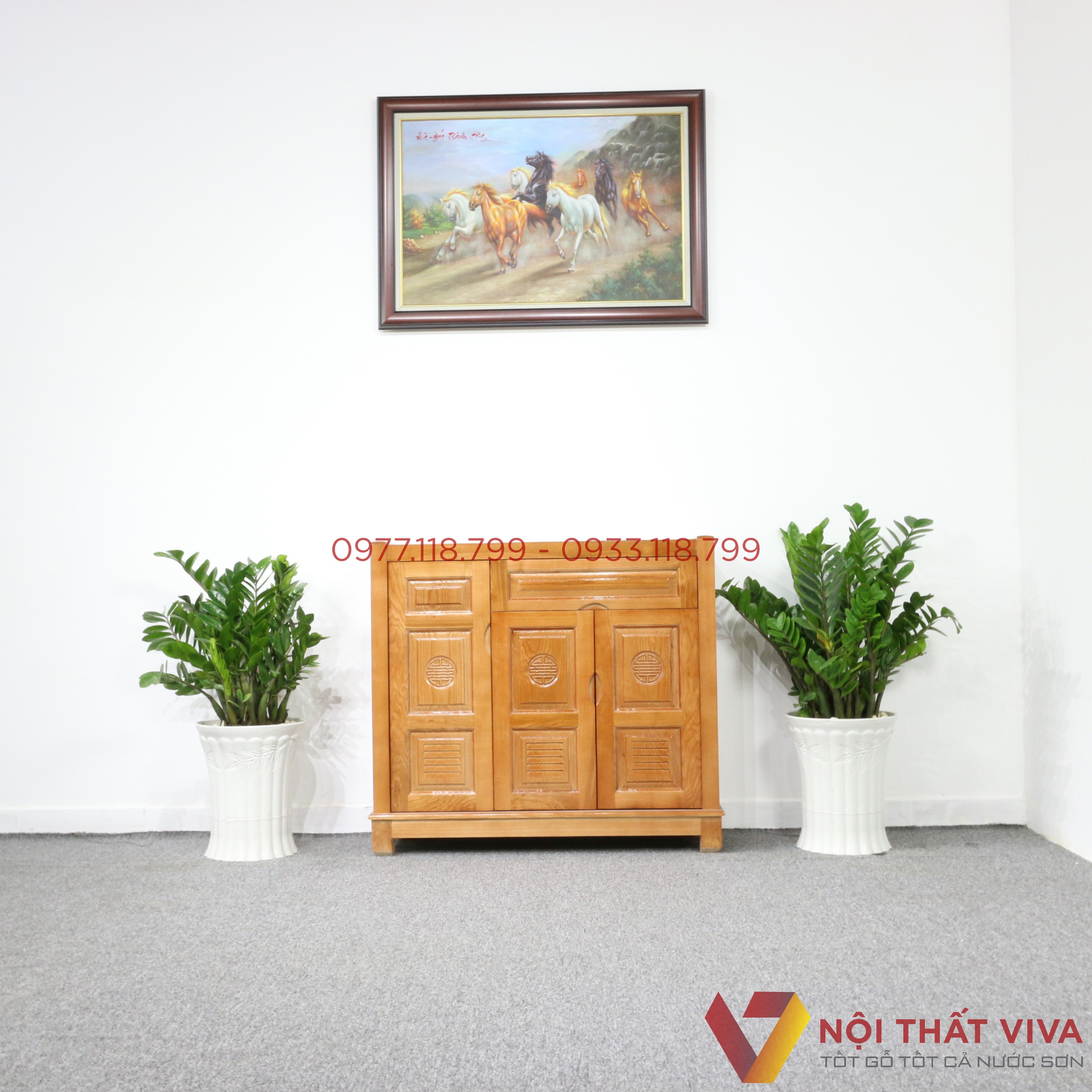 Tủ Giày Dép Gỗ Sồi 3 Cánh Đẹp Giá Rẻ